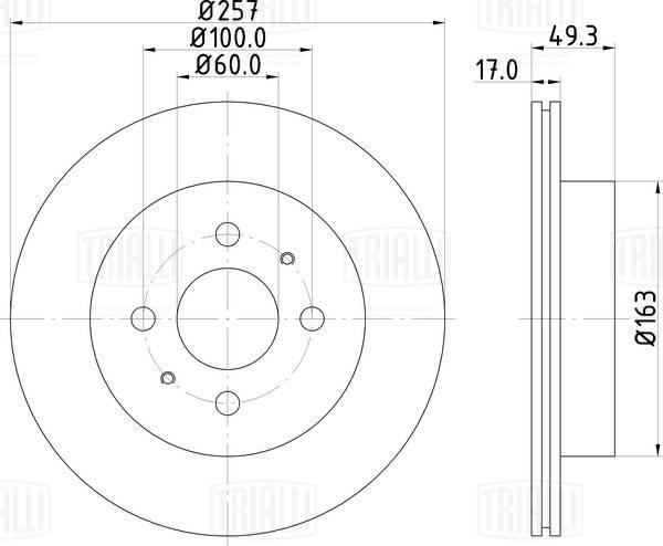 Trialli DF 150011 - Гальмівний диск autocars.com.ua