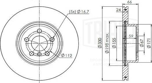 Trialli DF 190436 - Гальмівний диск autocars.com.ua