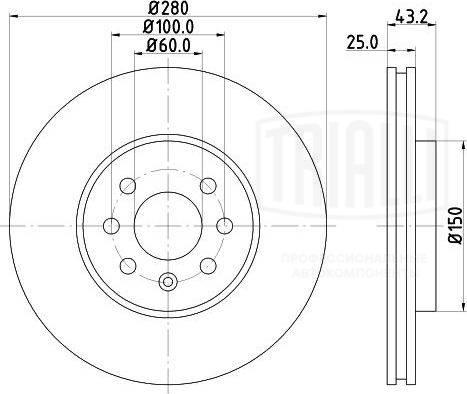 Trialli DF 210208 - Тормозной диск avtokuzovplus.com.ua