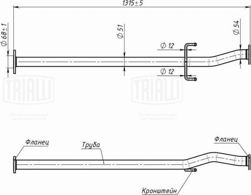 Trialli ECP 0121 - Труба вихлопного газу autocars.com.ua