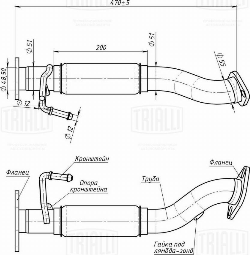 Trialli ERP 0355 - Труба вихлопного газу autocars.com.ua