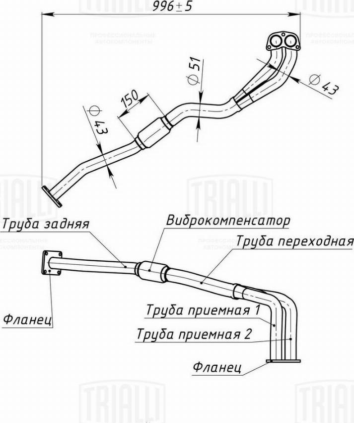 Trialli ERP 0502 - Труба вихлопного газу autocars.com.ua