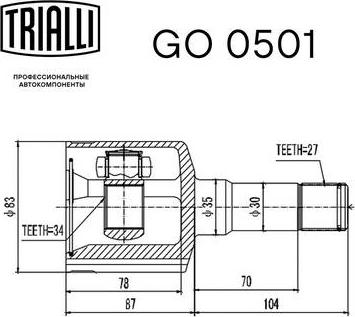 Trialli GO 0501 - Шарнірний комплект, ШРУС, приводний вал autocars.com.ua