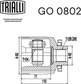 Trialli GO 0802 - Шарнирный комплект, ШРУС, приводной вал avtokuzovplus.com.ua