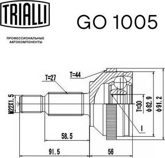 Trialli GO 1005 - ШРУС для а-м Ford Mondeo II 96- ABS наруж. GO 1005 autodnr.net
