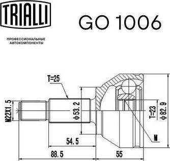 Trialli GO 1006 - Шарнірний комплект, ШРУС, приводний вал autocars.com.ua