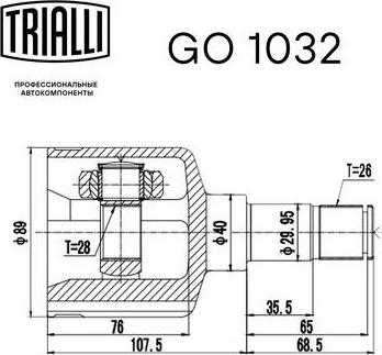 Trialli GO 1032 - Шарнірний комплект, ШРУС, приводний вал autocars.com.ua