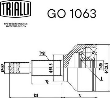 Trialli GO 1063 - Шарнірний комплект, ШРУС, приводний вал autocars.com.ua