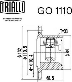 Trialli GO 1110 - Шарнірний комплект, ШРУС, приводний вал autocars.com.ua