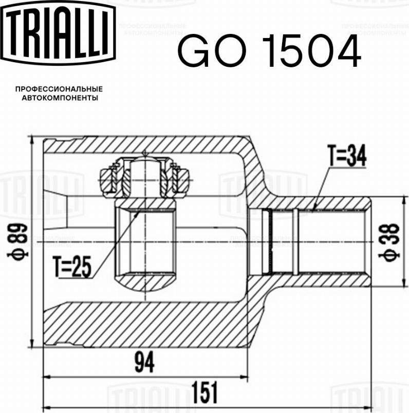 Trialli GO 1504 - Шарнірний комплект, ШРУС, приводний вал autocars.com.ua