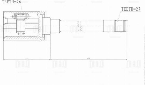 Trialli GO 2626 - Шарнірний комплект, ШРУС, приводний вал autocars.com.ua