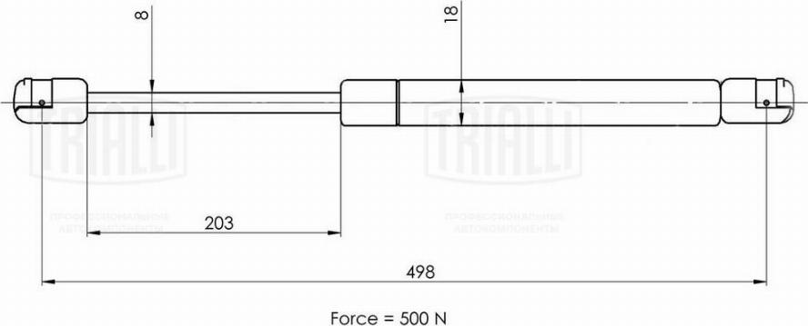 Trialli GS 1809 - Газова пружина, кришка багажник autocars.com.ua