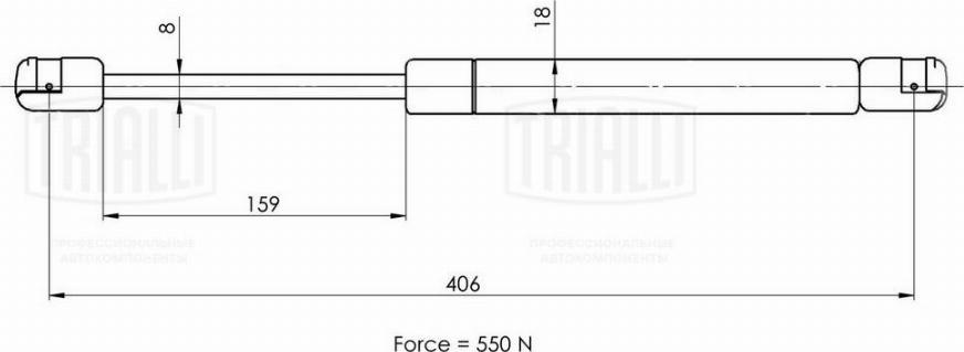 Trialli GS 1823 - Газовая пружина, упор avtokuzovplus.com.ua