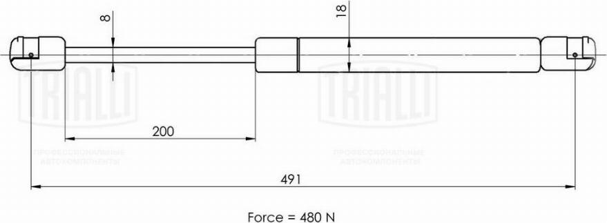 Trialli GS 1824 - Газовая пружина, упор avtokuzovplus.com.ua