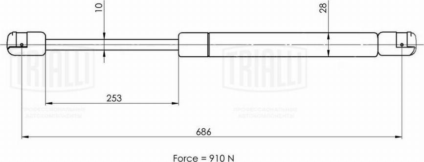 Trialli GS 1845 - Газовая пружина, упор avtokuzovplus.com.ua