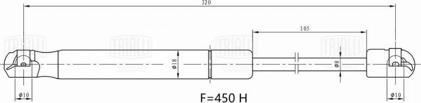 Trialli GS 2029 - Газовая пружина, упор avtokuzovplus.com.ua