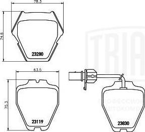 Trialli PF 4169 - Тормозные колодки, дисковые, комплект avtokuzovplus.com.ua