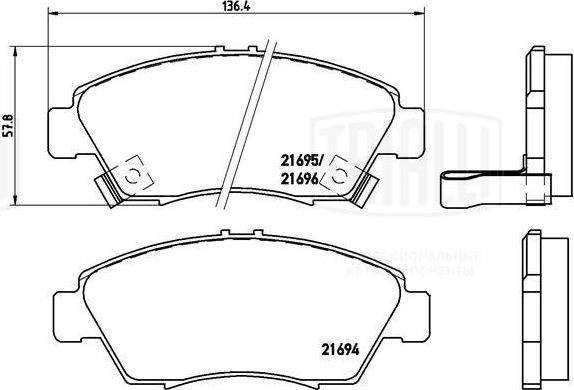 Trialli PF 4215 - Гальмівні колодки, дискові гальма autocars.com.ua