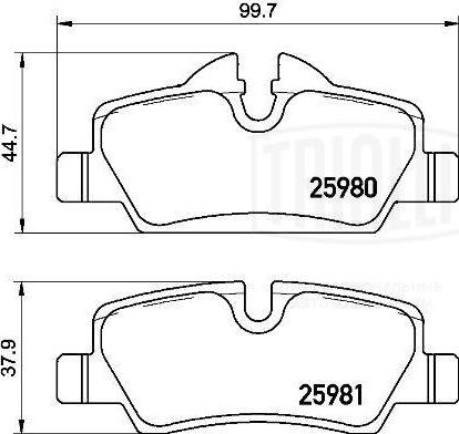 Trialli PF 4301 - Тормозные колодки, дисковые, комплект avtokuzovplus.com.ua