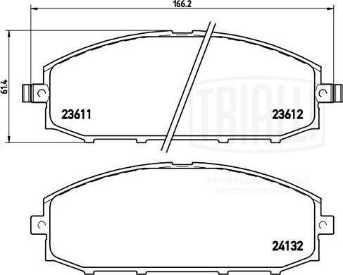 Trialli PF 4304 - Тормозные колодки, дисковые, комплект avtokuzovplus.com.ua