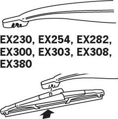 Trico EX230 - Щетка стеклоочистителя каркасная задняя 230mm 9 ExactFit Rear Renault MeganeII. Modus. Nissan Micra V EX230B TRICO autocars.com.ua