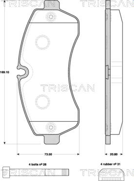 Triscan 8110 10560 - Тормозные колодки, дисковые, комплект avtokuzovplus.com.ua