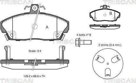 Triscan 8110 40056 - Гальмівні колодки, дискові гальма autocars.com.ua