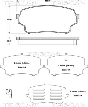 Triscan 8110 69016 - Гальмівні колодки, дискові гальма autocars.com.ua