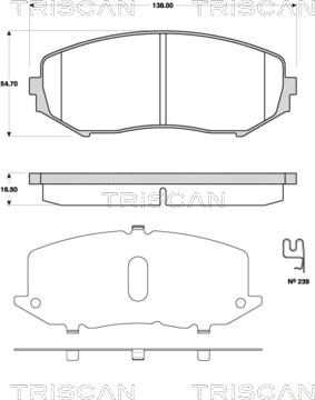 Triscan 8110 69018 - Гальмівні колодки, дискові гальма autocars.com.ua