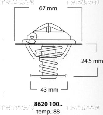 Triscan 8620 10088 - Термостат, охолоджуюча рідина autocars.com.ua