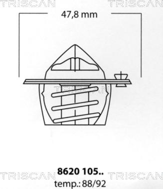 Triscan 8620 10588 - Термостат, охолоджуюча рідина autocars.com.ua