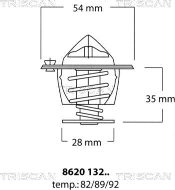 Triscan 8620 13282 - Термостат, охолоджуюча рідина autocars.com.ua