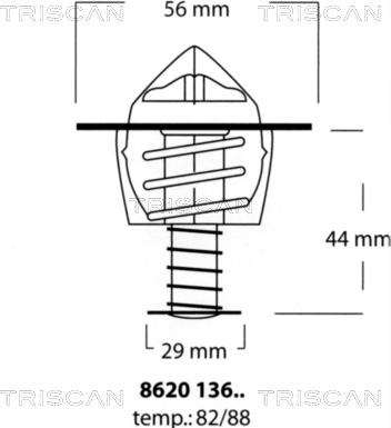 Triscan 8620 13688 - Термостат, охолоджуюча рідина autocars.com.ua