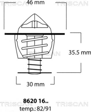 Triscan 8620 1691 - Термостат, охлаждающая жидкость avtokuzovplus.com.ua