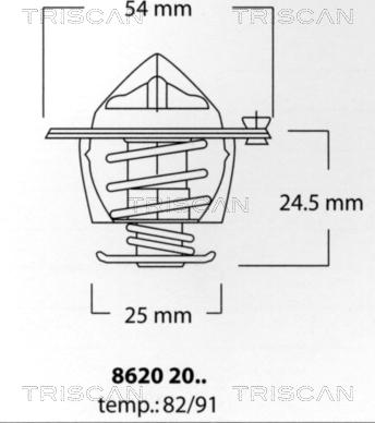Triscan 8620 2082 - Термостат, охолоджуюча рідина autocars.com.ua