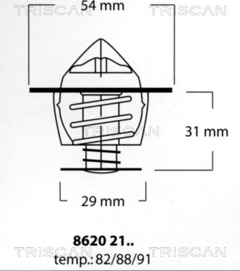 Triscan 8620 2188 - Термостат, охолоджуюча рідина autocars.com.ua