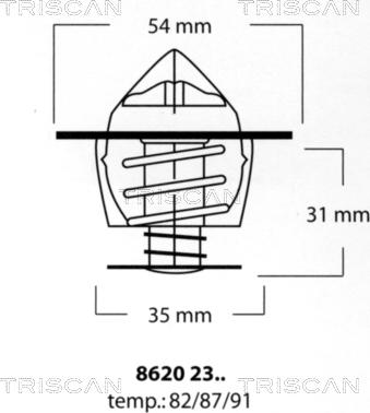 Triscan 8620 2387 - Термостат, охолоджуюча рідина autocars.com.ua