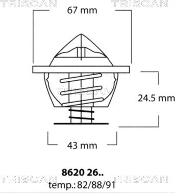 Triscan 8620 2682 - Термостат, охолоджуюча рідина autocars.com.ua