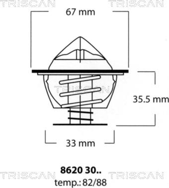 Triscan 8620 3082 - Термостат, охолоджуюча рідина autocars.com.ua