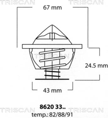 Triscan 8620 3382 - Термостат, охолоджуюча рідина autocars.com.ua