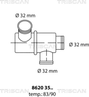 Triscan 8620 3583 - Термостат, охолоджуюча рідина autocars.com.ua
