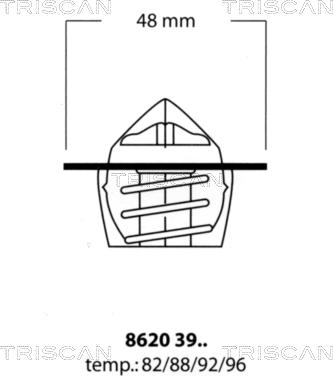 Triscan 8620 3982 - Термостат, охолоджуюча рідина autocars.com.ua