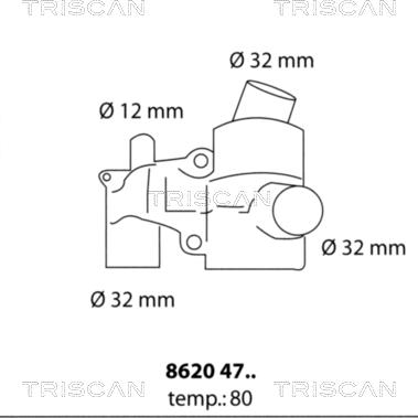Triscan 8620 4780 - Термостат, охолоджуюча рідина autocars.com.ua