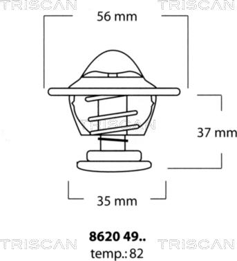 Triscan 8620 4982 - Термостат, охолоджуюча рідина autocars.com.ua