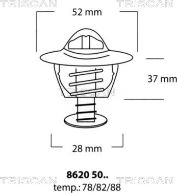Triscan 8620 5078 - Термостат, охолоджуюча рідина autocars.com.ua