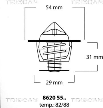 Triscan 8620 5582 - Термостат, охолоджуюча рідина autocars.com.ua