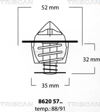 Triscan 8620 5791 - Термостат, охолоджуюча рідина autocars.com.ua