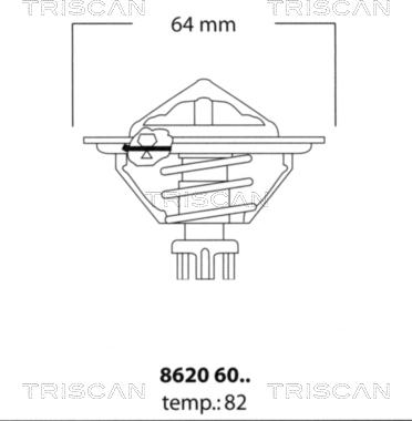 Triscan 8620 6082 - Термостат, охолоджуюча рідина autocars.com.ua