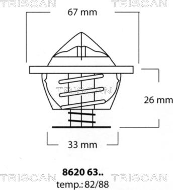 Triscan 8620 6382 - Термостат, охолоджуюча рідина autocars.com.ua