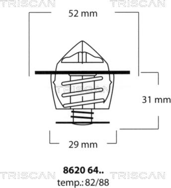 Triscan 8620 6482 - Термостат, охолоджуюча рідина autocars.com.ua